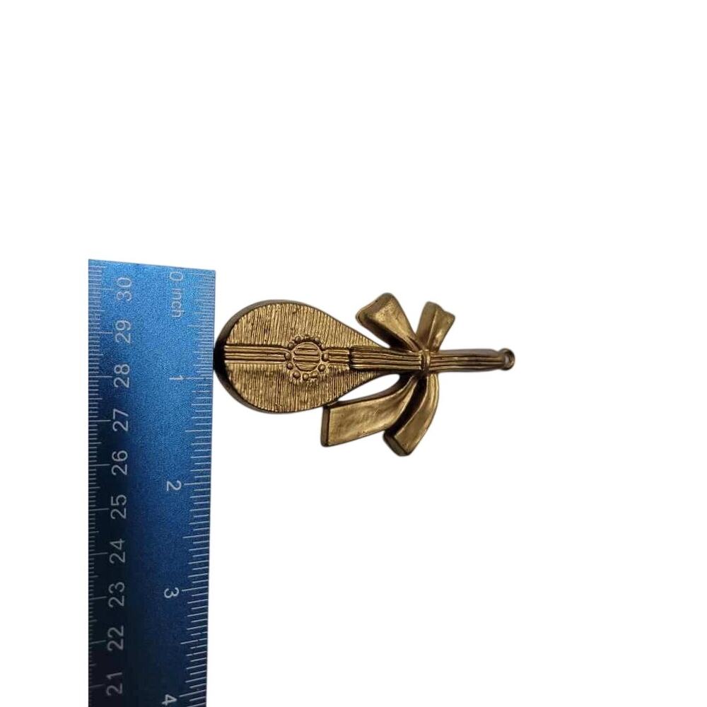🎺 Vintage Brass Tone Musical Instrument Ornaments Lot 4 Violin Horn Tree Decor - Picture 4 of 5